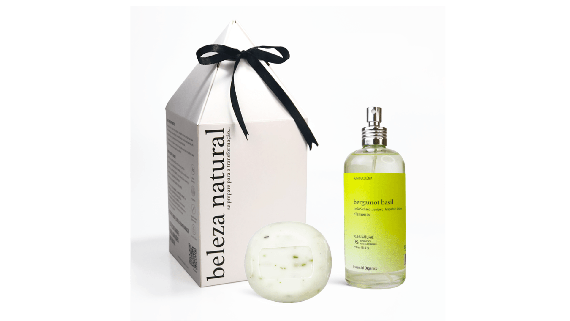 Presente Água de Colônia Bergamot + Sabonete Boas Energias essencial organics