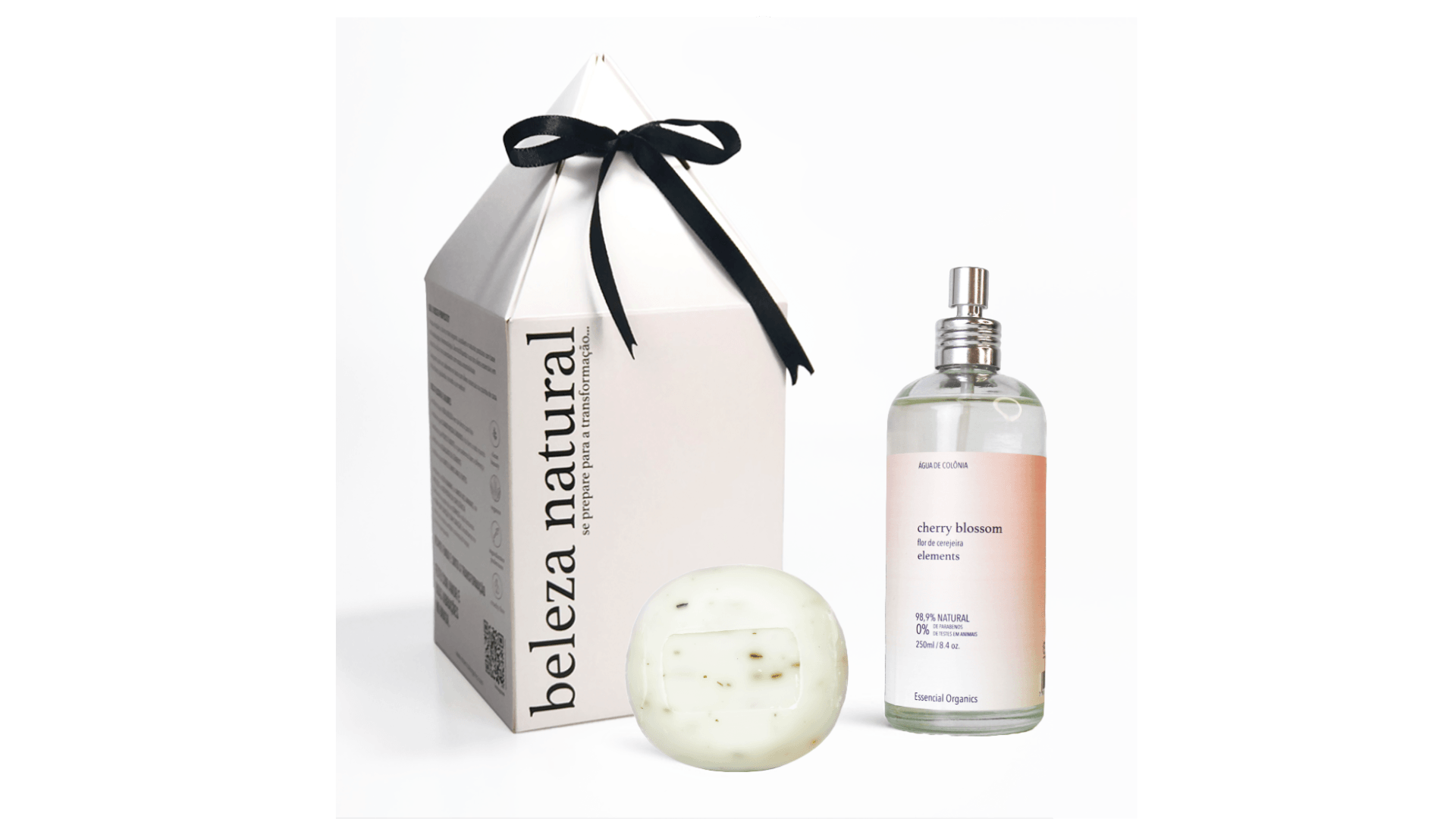 Presente Água de Colônia Flor de Cerejeira + Sabonete Boas Energias essencial organics