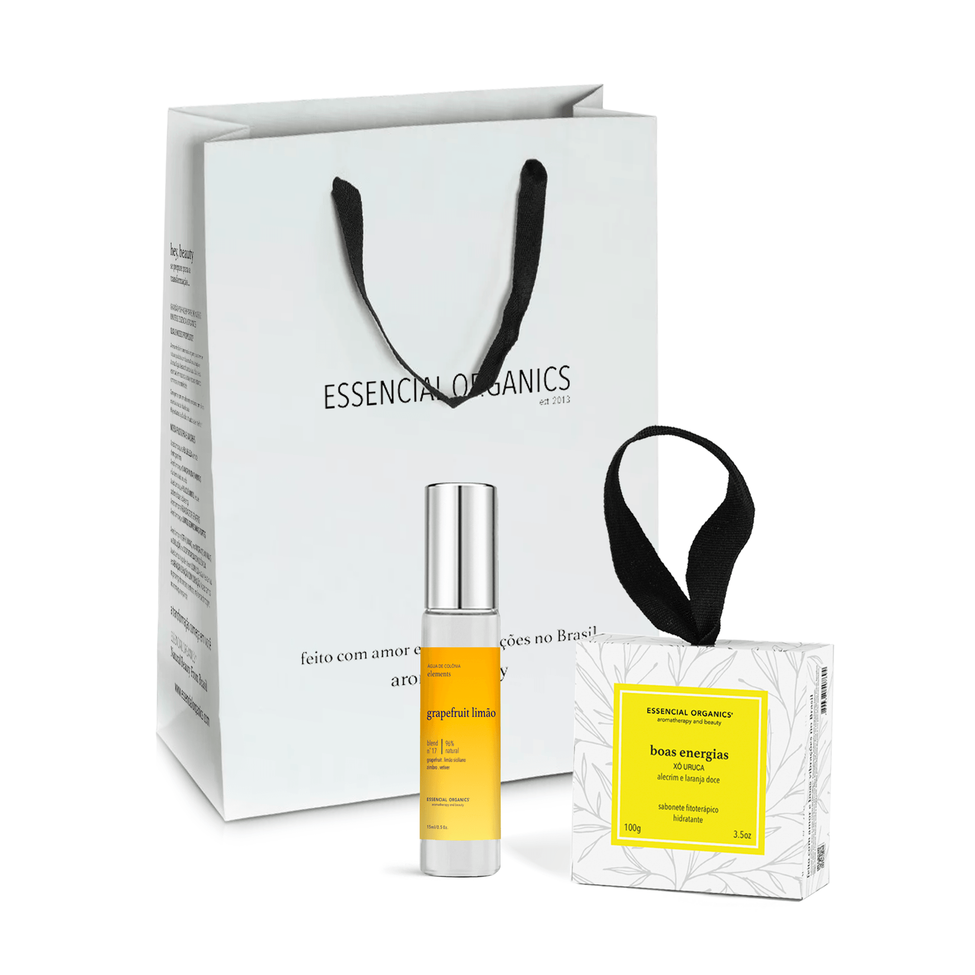 KIT PRESENTE COLÔNIA GRAPEFRUIT 15ML + SABONETE BOAS ENERGIAS ESSENCIAL ORGANICS®️