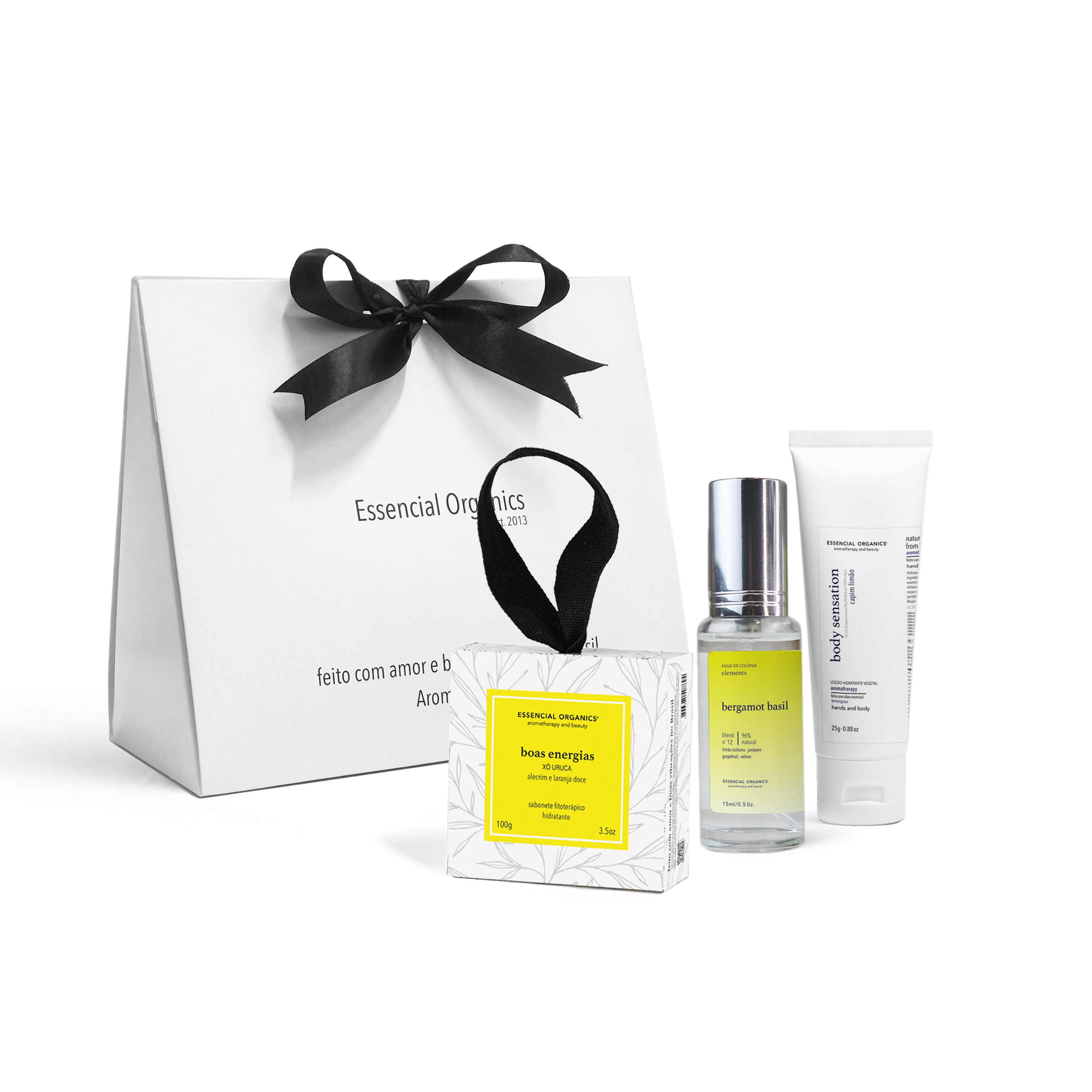 Presente Cuidado Essencial: Àgua de Colônia 15ml + Boas Energias + Hidratante 25g