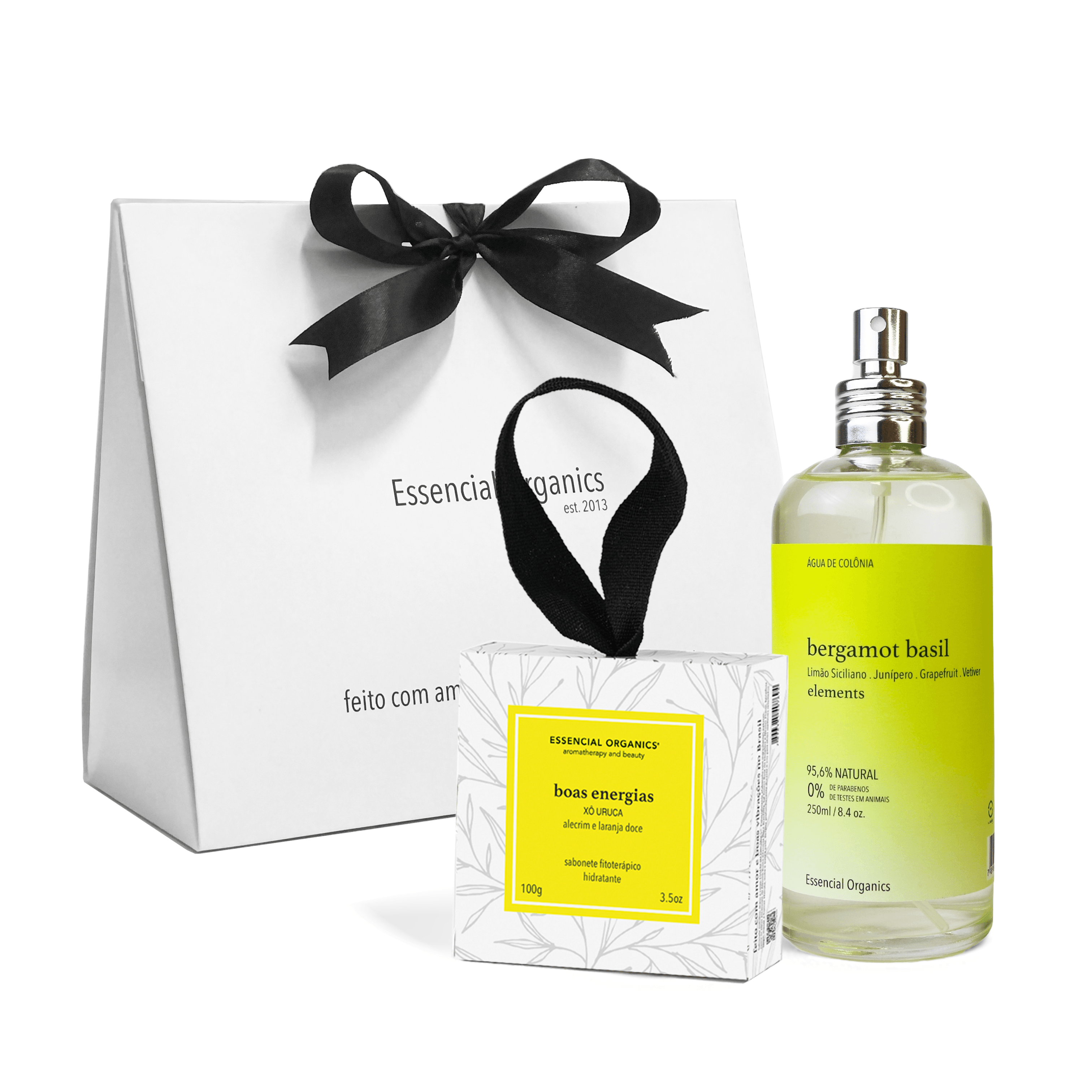 Presente Água de Colônia Bergamot + Sabonete Boas Energias essencial organics