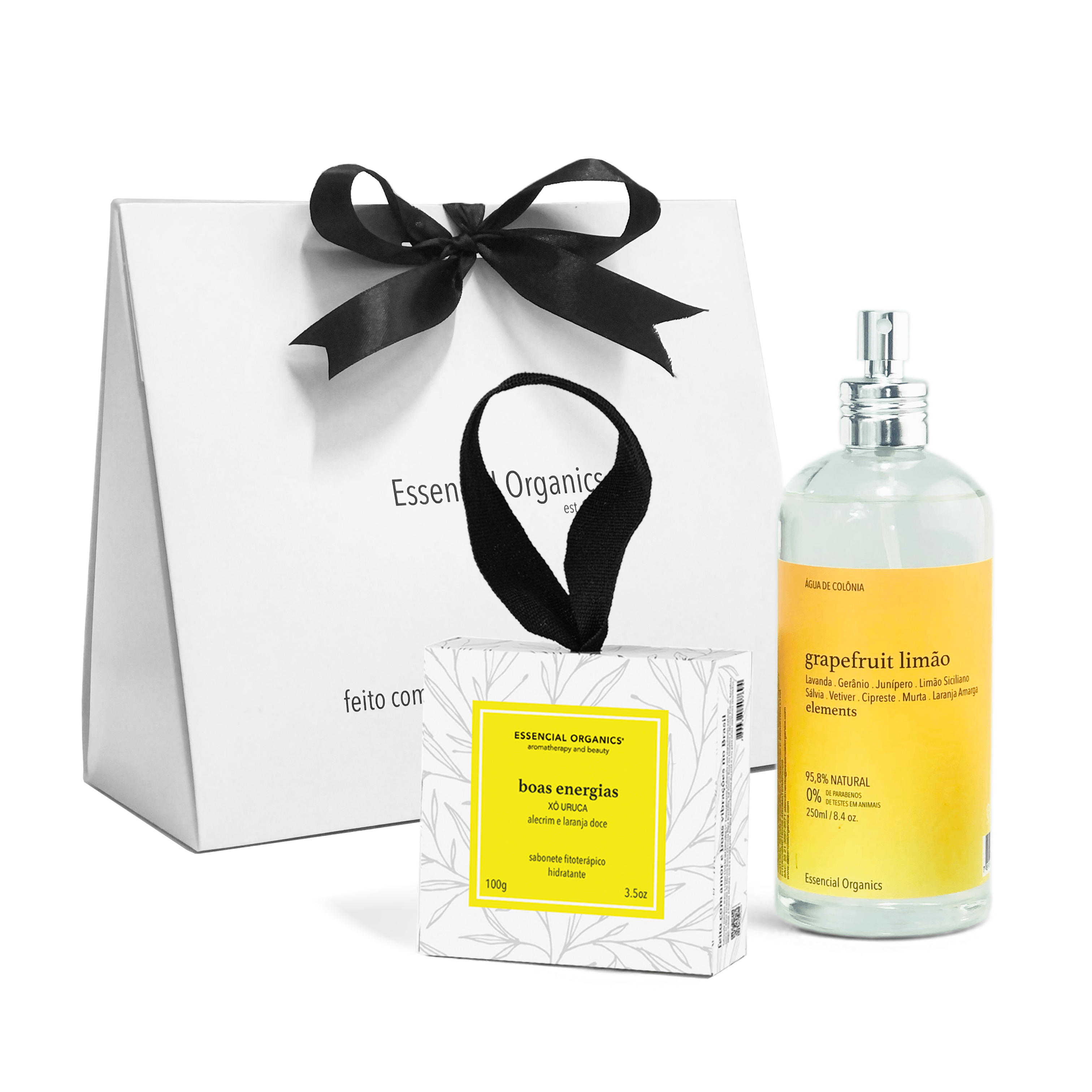 Presente Água de Colônia Grapefruit + Sabonete Boas Energias essencial organics