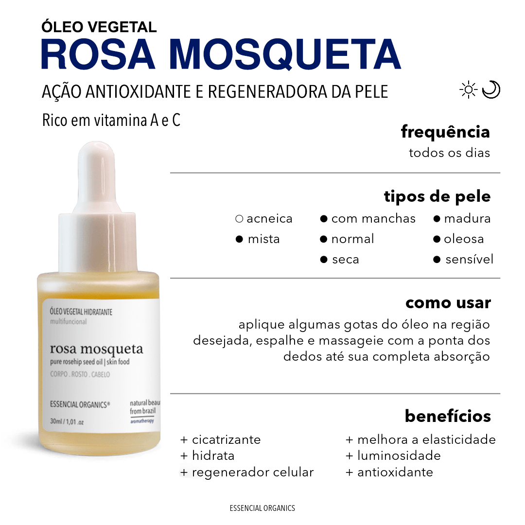 Óleo Vegetal de Rosa Mosqueta 30ml essencial organics