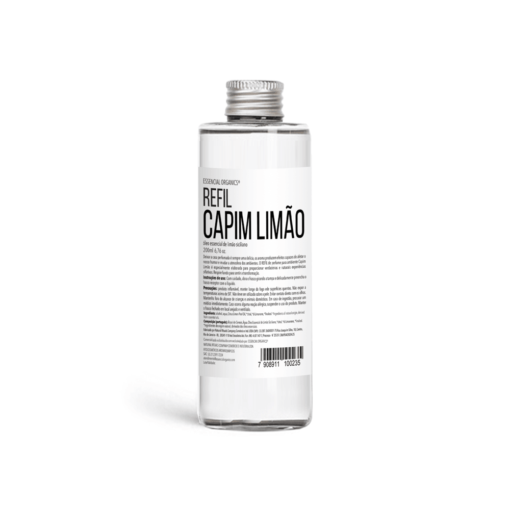 Refil de Aromatizador de Ambiente Capim Limão 200ml essencial organics