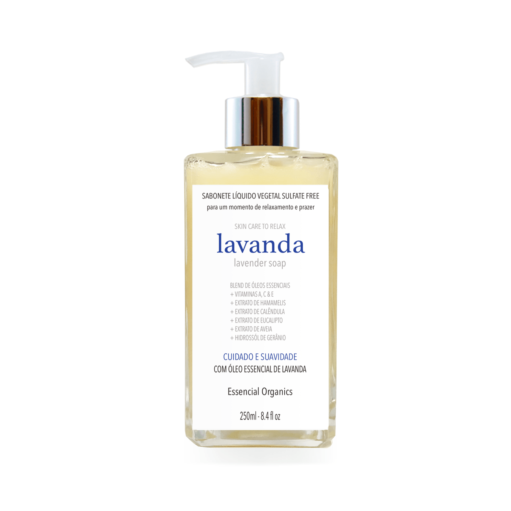 Sabonete Líquido Vegetal Lavanda SULFATE FREE Vidro 250ml essencial organics