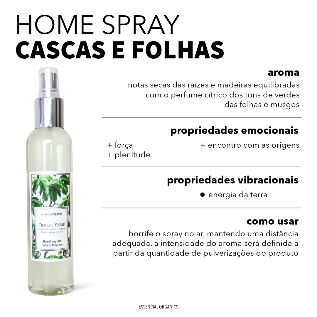 Home Spray Cascas e Folhas 200ml essencial organics