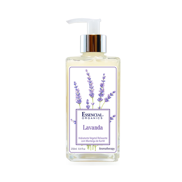 Hidratante Vegetal Lavanda Francesa e Karité 250ml Vidro - Essencial Organics