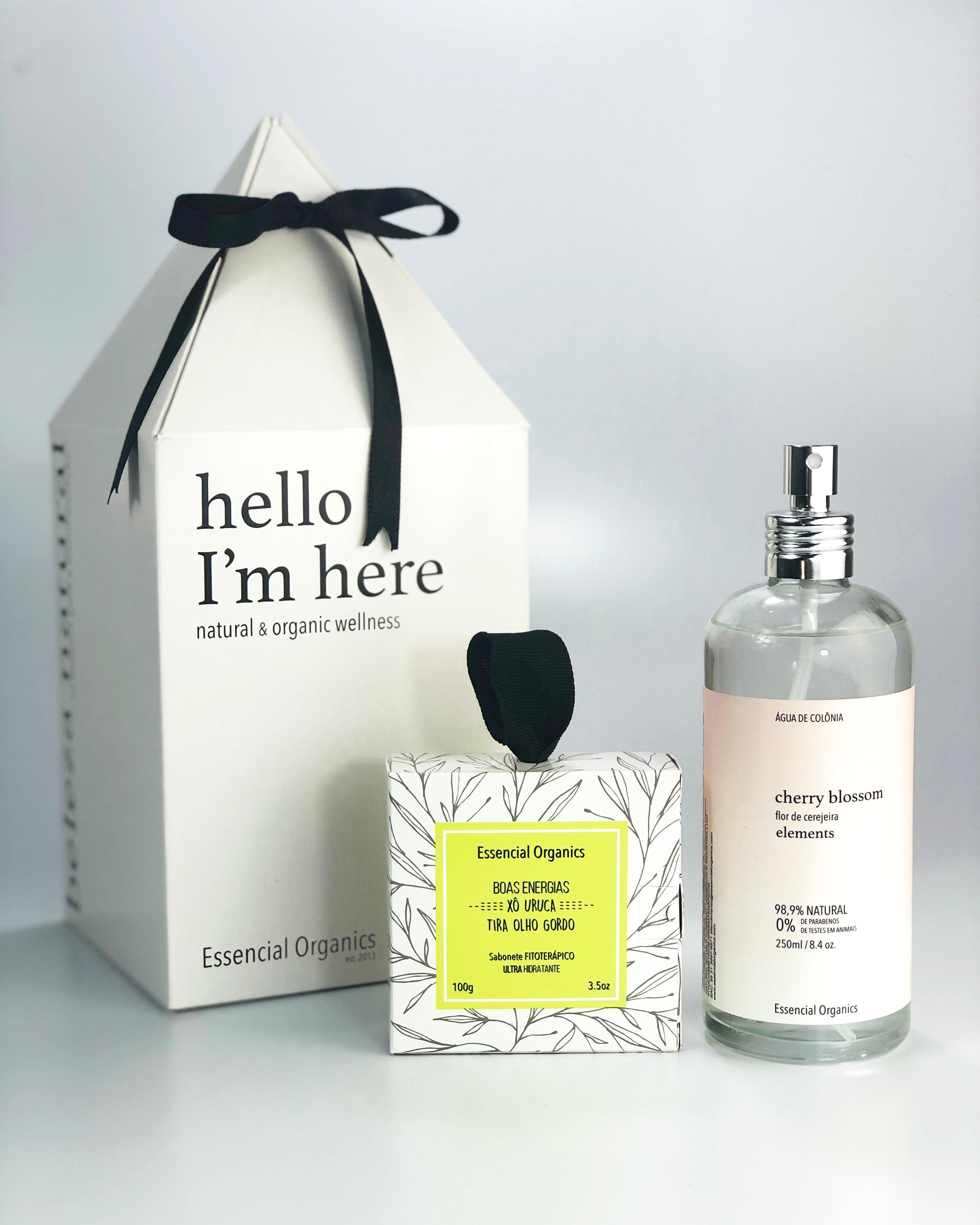 Presente Água de Colônia Flor de Cerejeira + Sabonete Boas Energias essencial organics