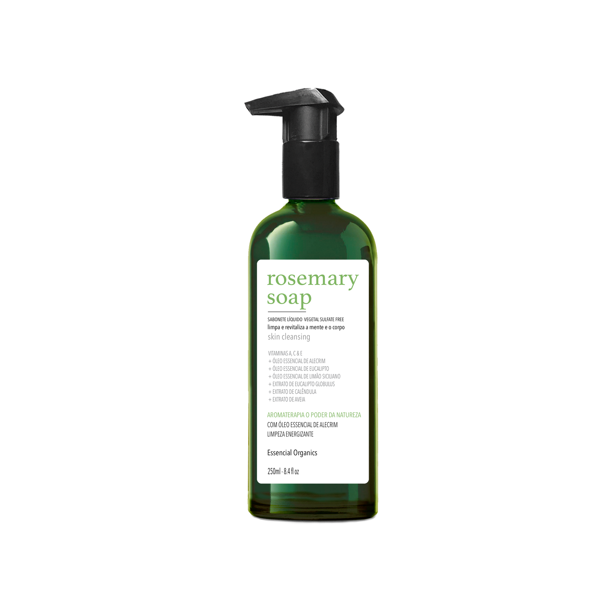 Sabonete Líquido Vegetal Alecrim SULFATE FREE 250ml - Essencial Organics