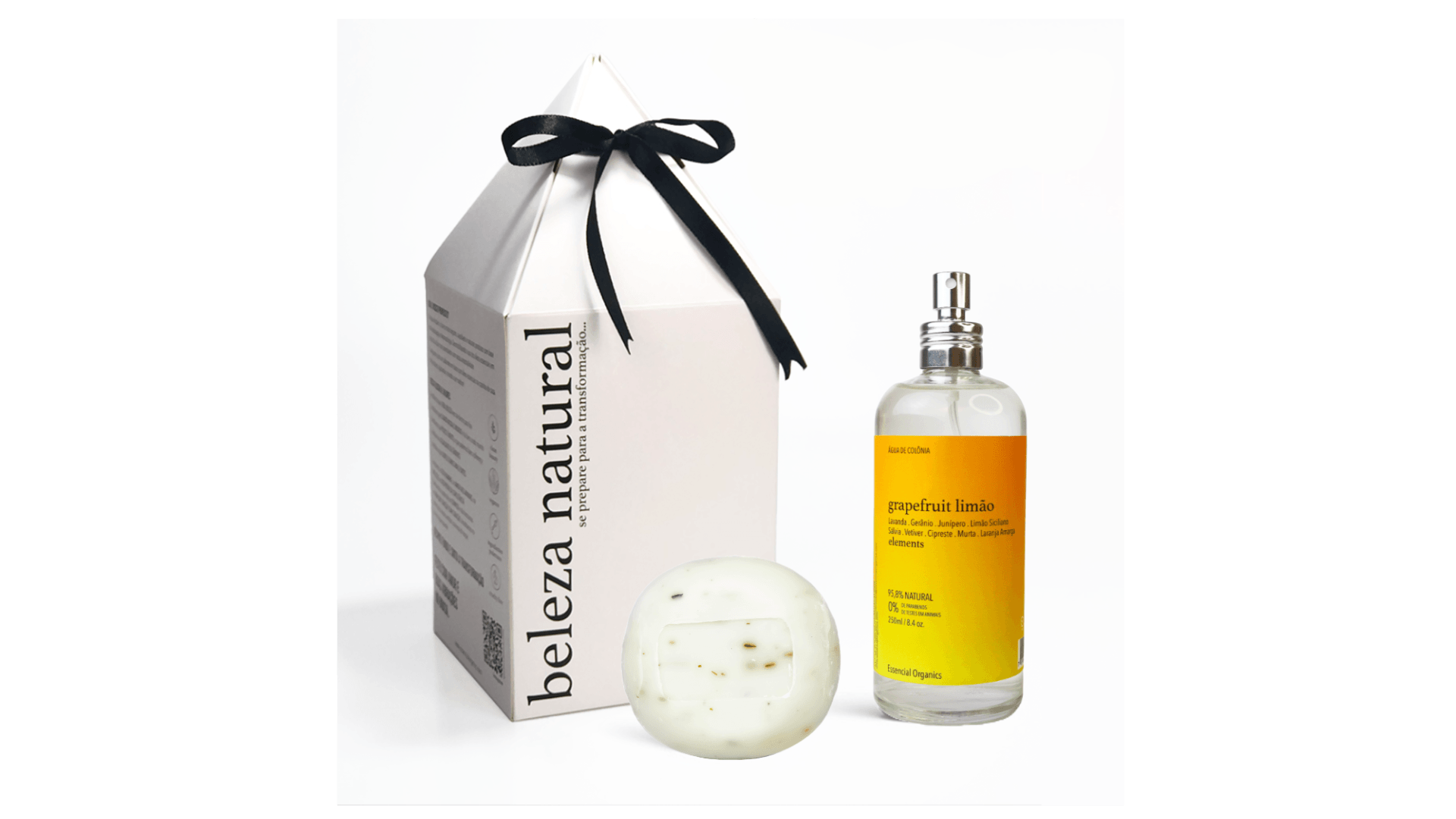 Presente Água de Colônia Grapefruit + Sabonete Boas Energias essencial organics