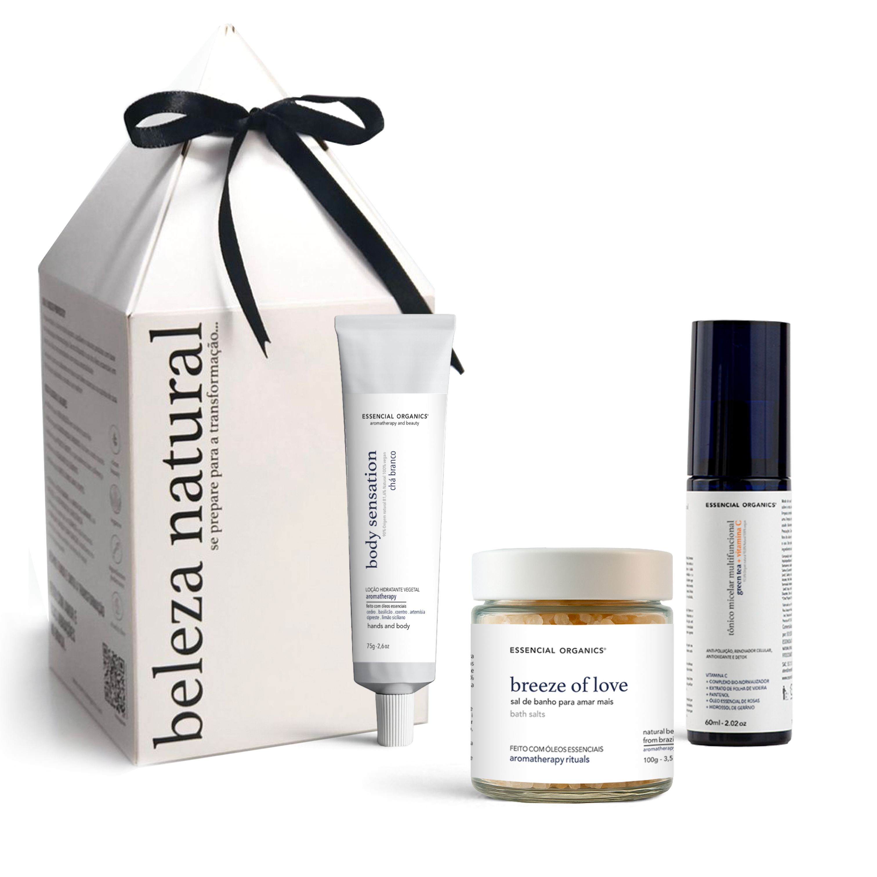Sais de Banho Breeze of Love 100g + Hidratante de Chá branco 75g + Tônico Micelar 60ml