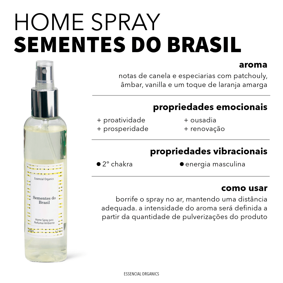 Home Spray Sementes do Brasil 200ml essencial organics