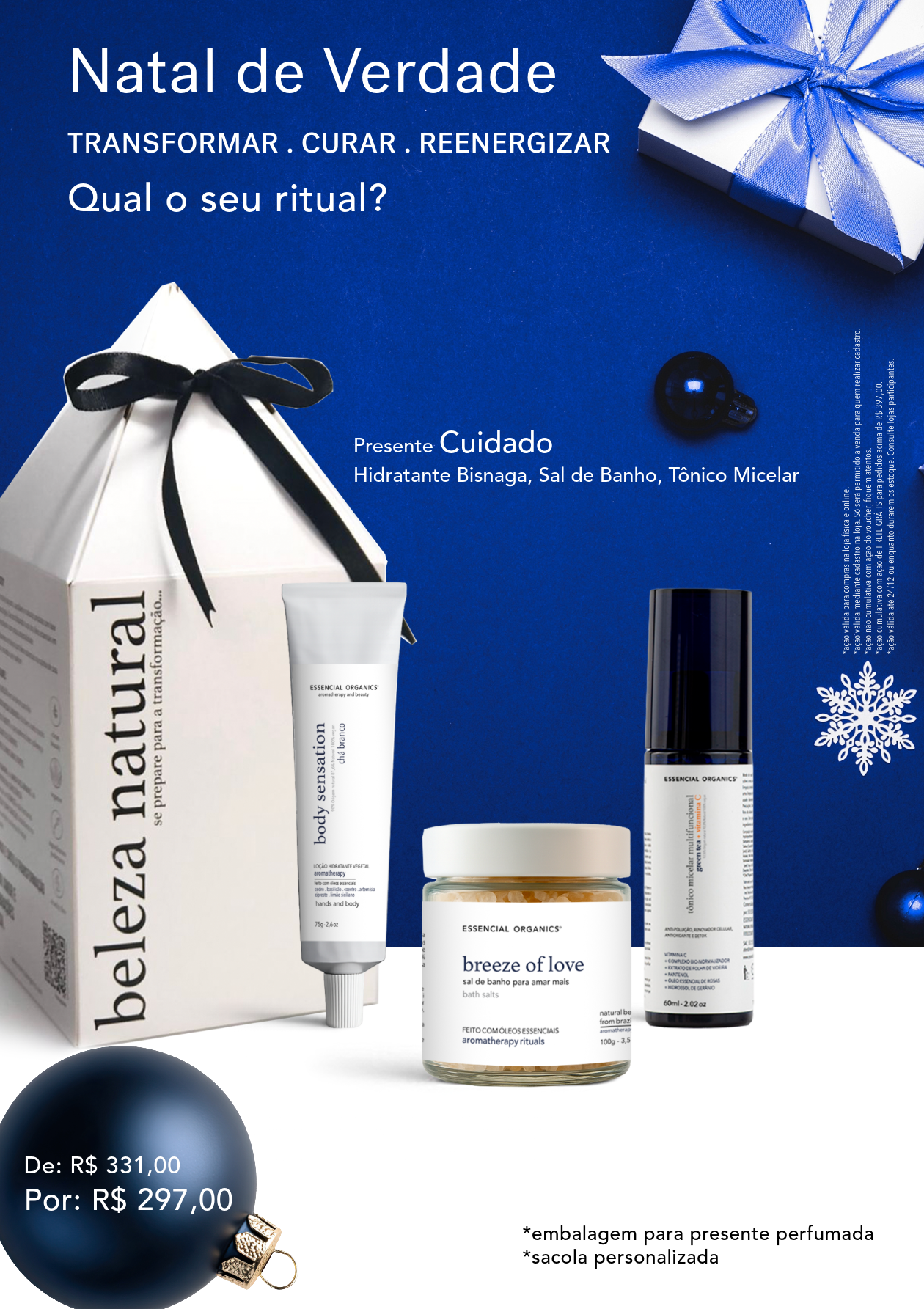 Sais de Banho Breeze of Love 100g + Hidratante de Chá branco 75g + Tônico Micelar 60ml