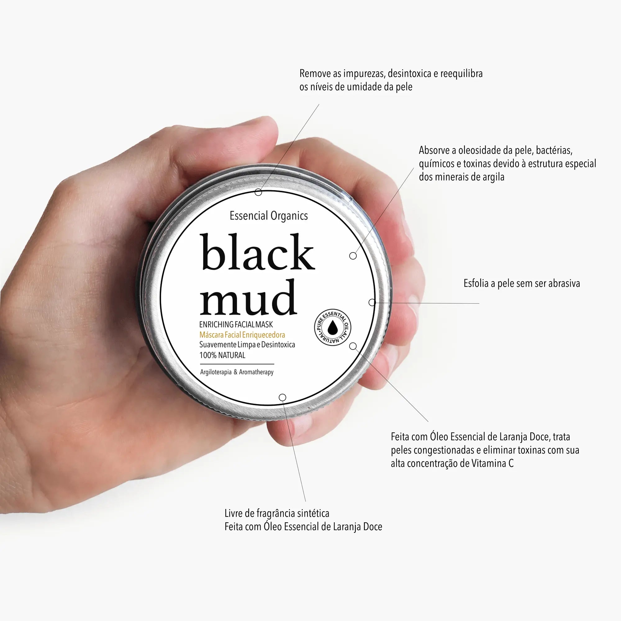 Máscara Facial Enriquecedora Aromatherapy Black Mud 100g - Essencial Organics